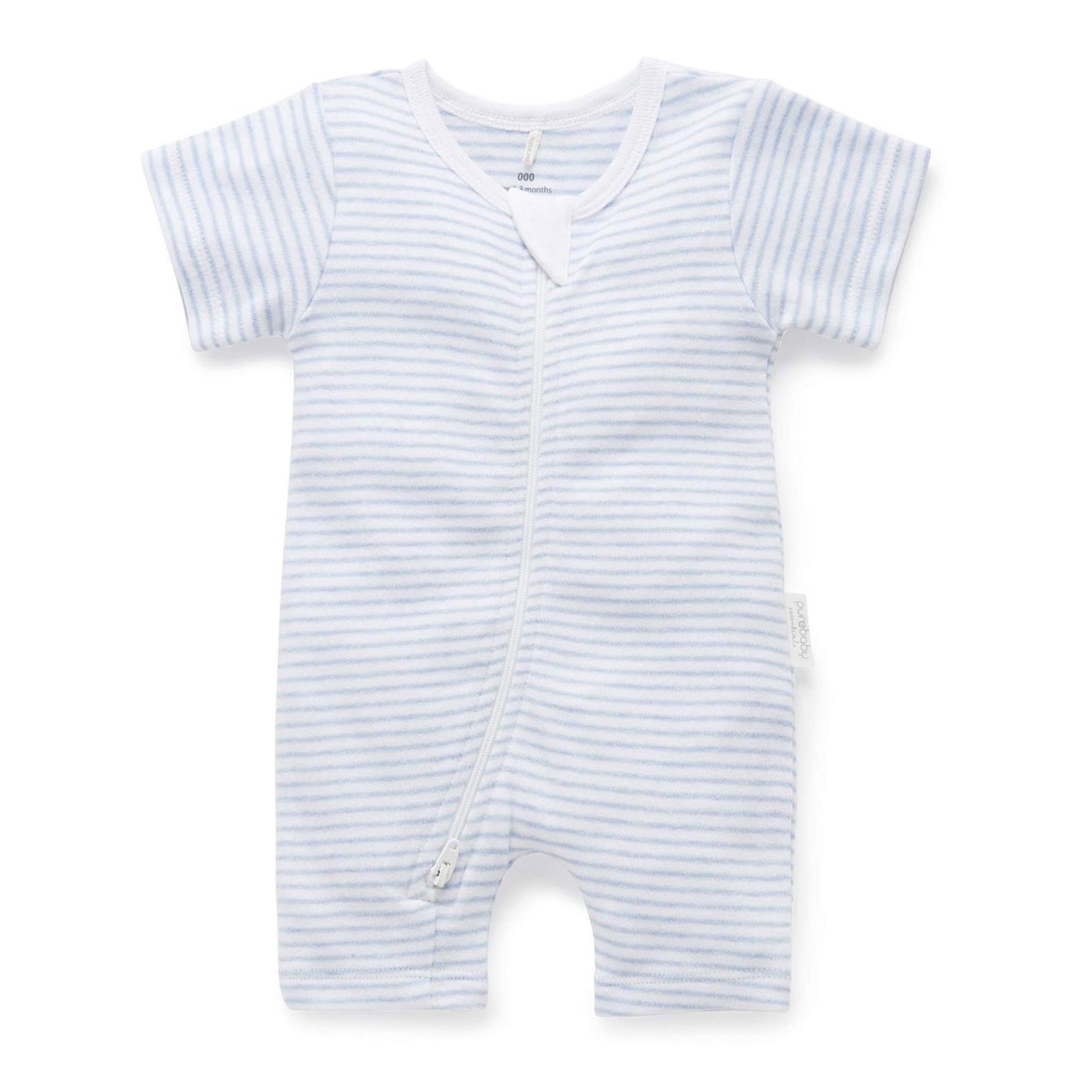 Purebaby S/S Short Leg Zip Growsuit